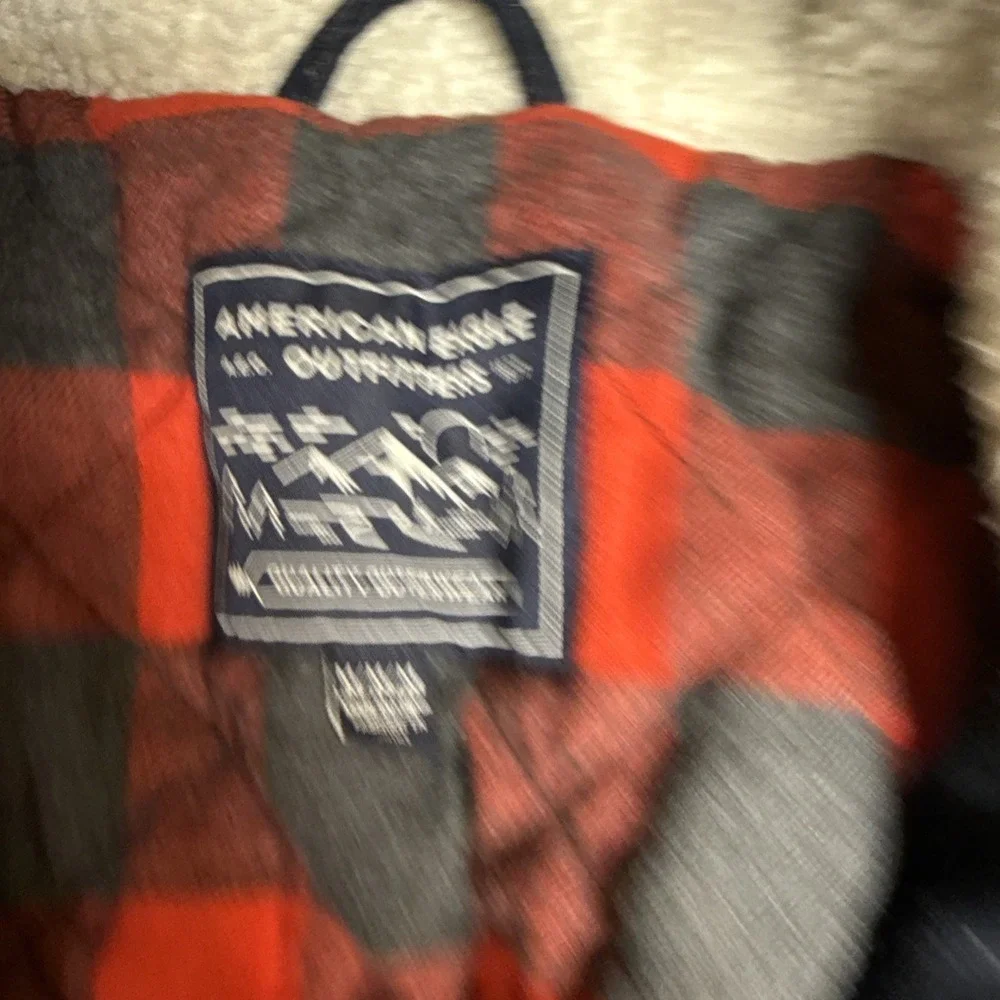 American Eagle Outfitters Womens Med Wool BL Coat Hood Navy‎ Buffalo Plaid